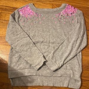 Gray sweater with pink and purple sequins